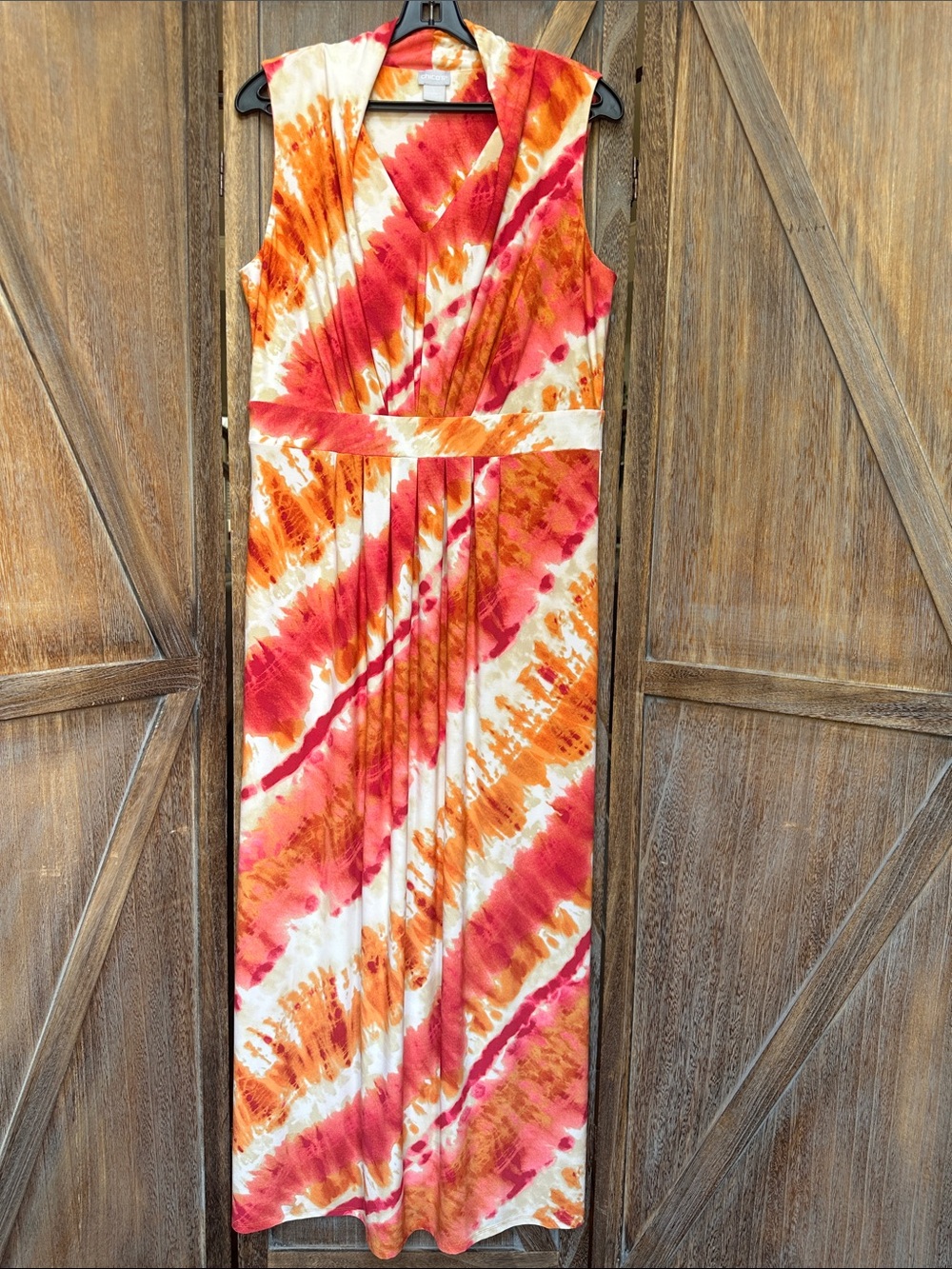 Chico's Pink Orange White Watercolor Maxi Dress